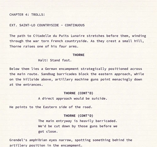 Soldier: Unknown Screenplay